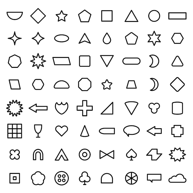 Basic linear polygonal elements with sharp and rounded edges