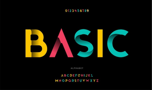 Basic" Modern alphabet. trendy futuristic letter set