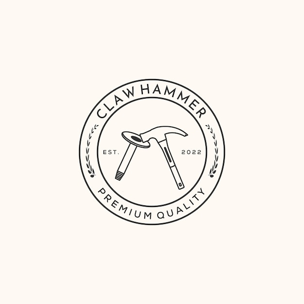 Basic rgbclaw hammer chisel line art logo vector minimalist illustration design claw hammer and concrete chisel symbol design