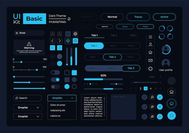 Vettore kit di elementi dell'interfaccia utente di gestione del sistema di base