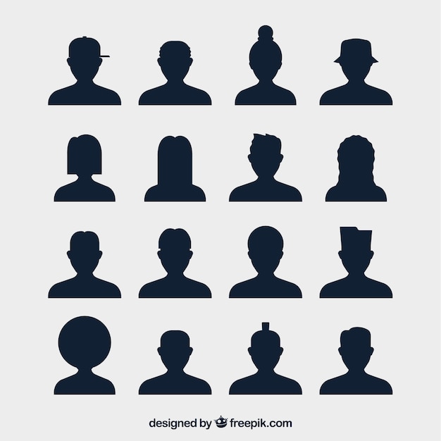 Vettore varietà di base di avatar di silhouette