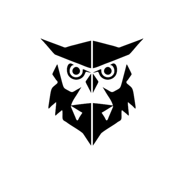 On a basic white backdrop the vector version of the owl logo is shown in a stylish separation of black