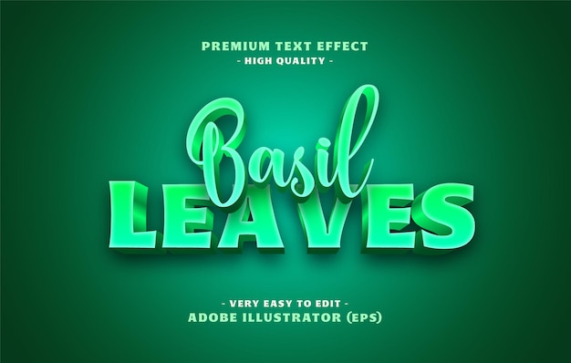 Basil lascia effetto stile testo 3d verde