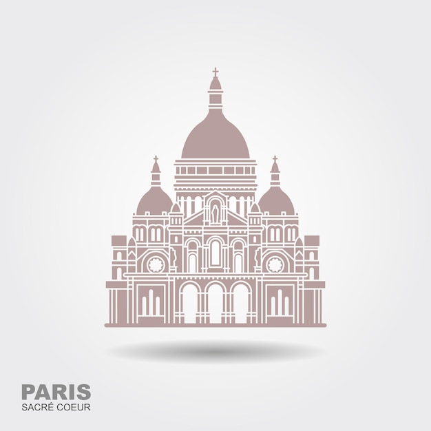 Vector basilica of the sacre coeur paris france monument landmark icon