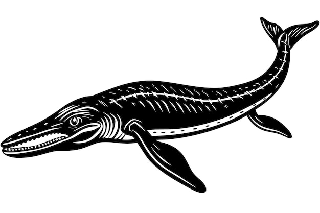 basilosaurus black and white vector