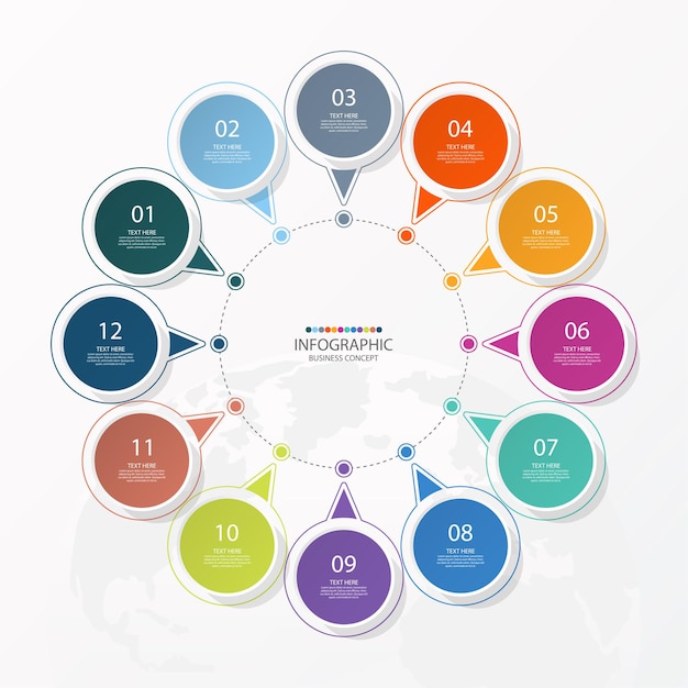 Basis cirkel infographic sjabloon met stappen