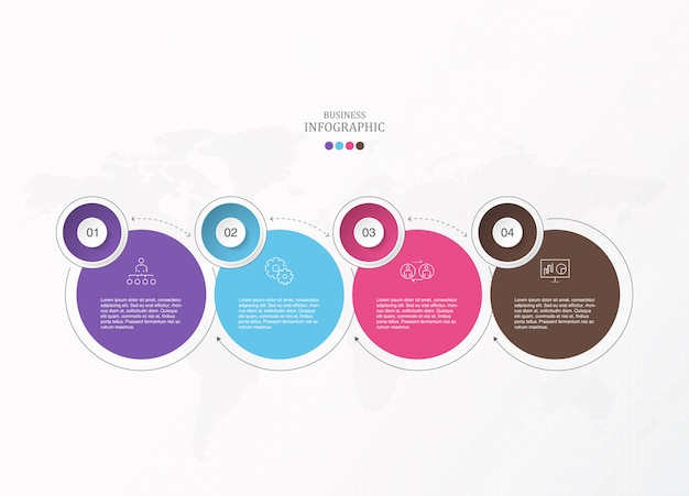 Basisinfographics, 4 opties, onderdelen of processen.