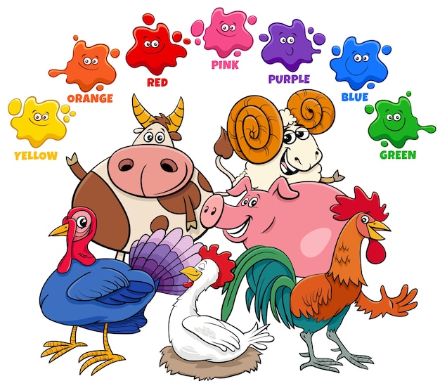 Basiskleuren voor kinderen met de groep boerderijdieren