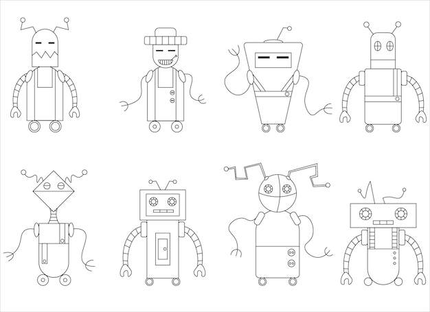 Basisrobot vectorontwerpillustratie die op witte achtergrond wordt geïsoleerd