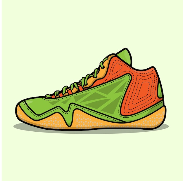 Vector baskeball sneakers orange green