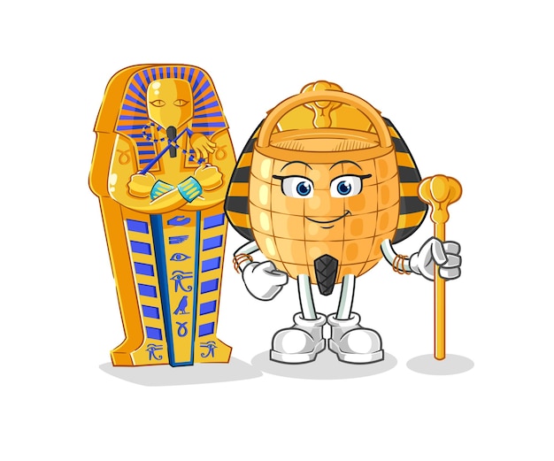 Basket ancient egypt cartoon cartoon mascot vector