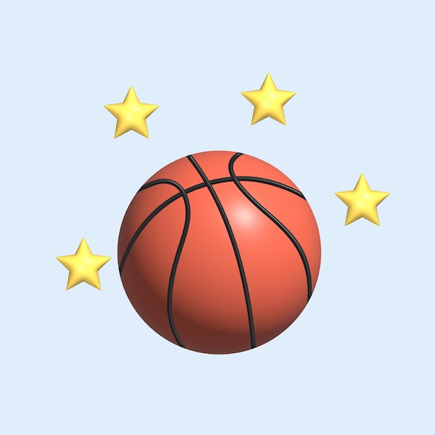 Basket ball concept Realistic 3d object cartoon style