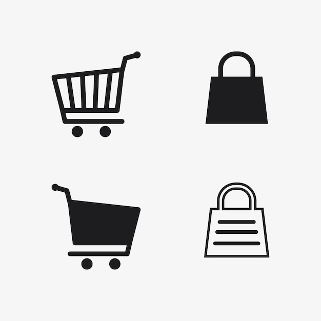 Basket and cart icon and logo vector design shopping illustration