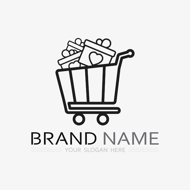 Basket and cart icon and logo vector design shopping illustration