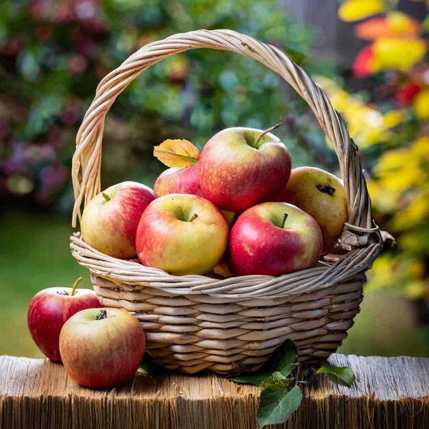 Vector basket of fresh apples