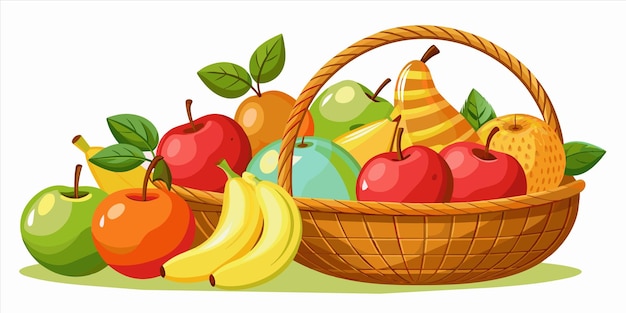 Vector a basket of fruit including apples apples and bananas