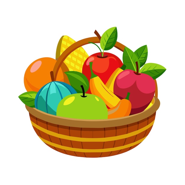 a basket of fruit with a picture of a fruit in it