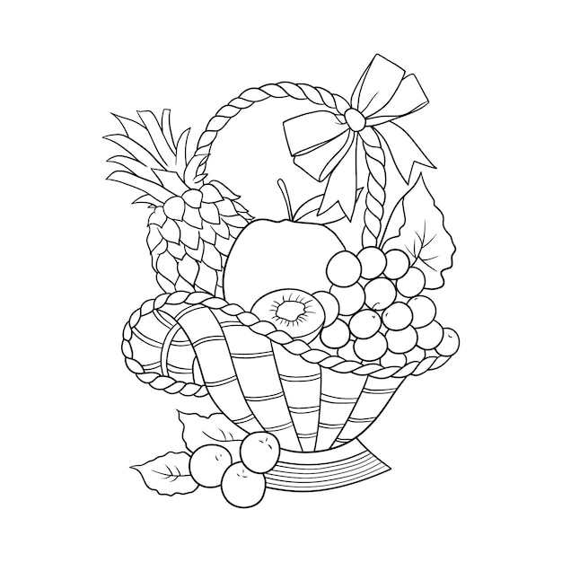 Корзина с фруктами в векторной иллюстрации
