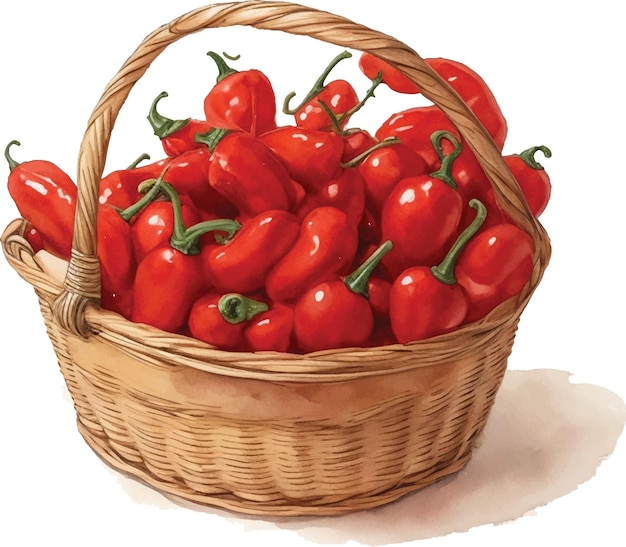 Vector a basket of red peppers