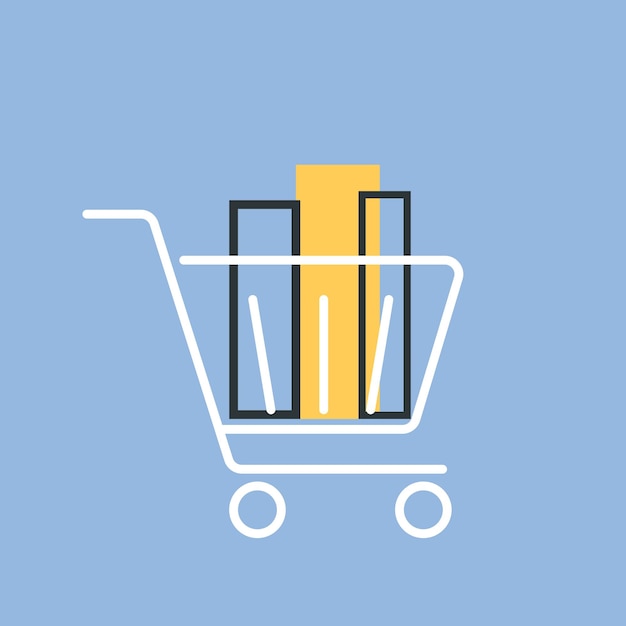 Basket shopping cart order to collect iron purchases put it in the basket vector illustration