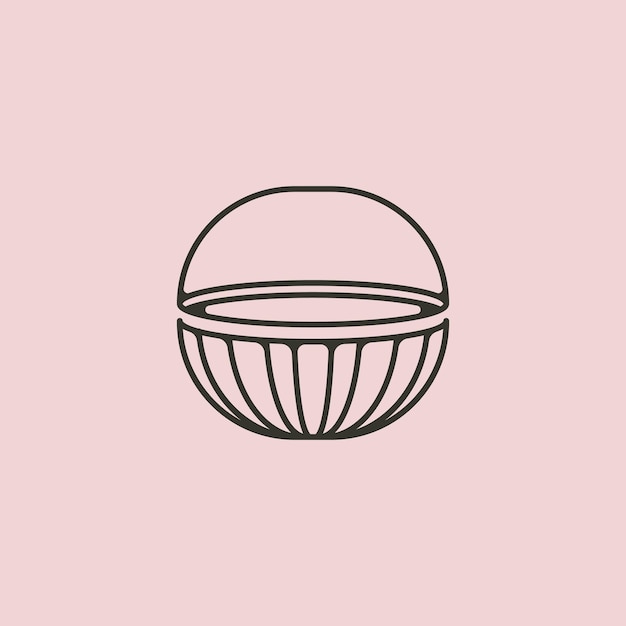 Basket wicker icon logo vector line art illustration design