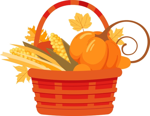 Basket With Autumn Fruits And Vegetables