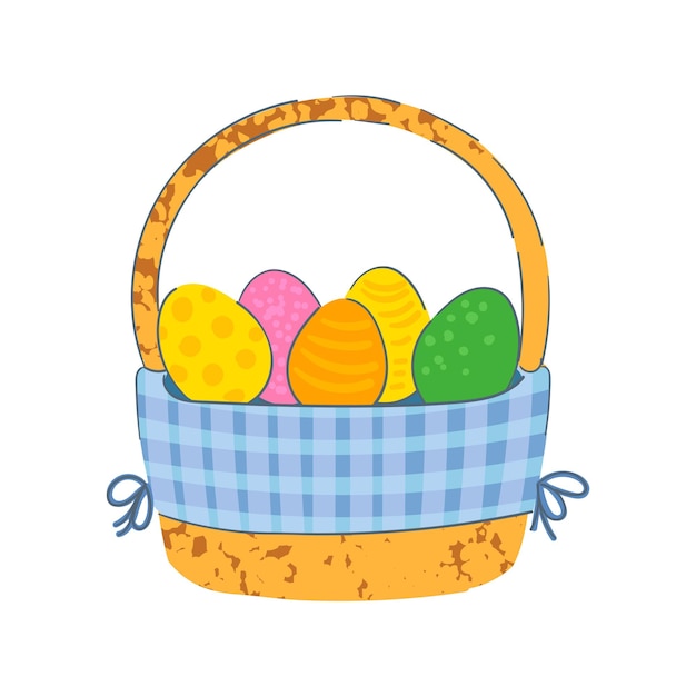 Vector basket with easter eggs colorful illustration