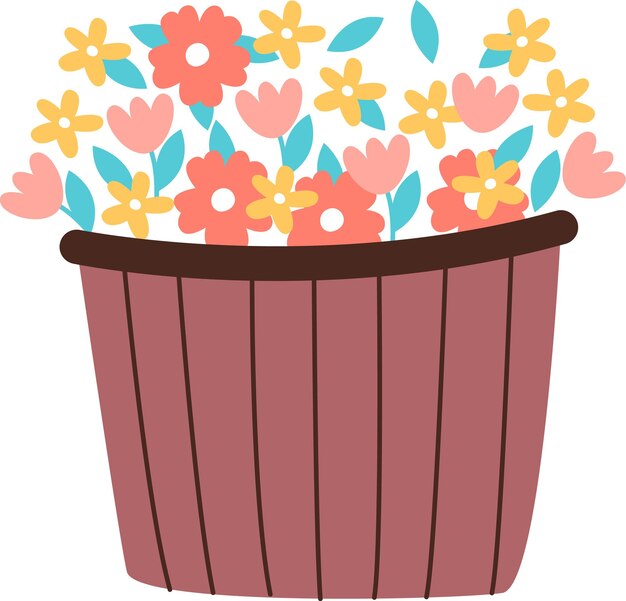 Vector basket with flowers