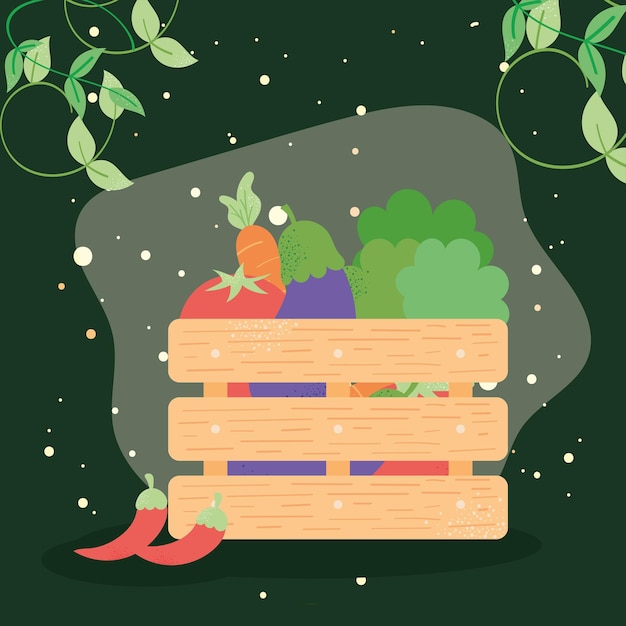 Vector basket with fresh produce