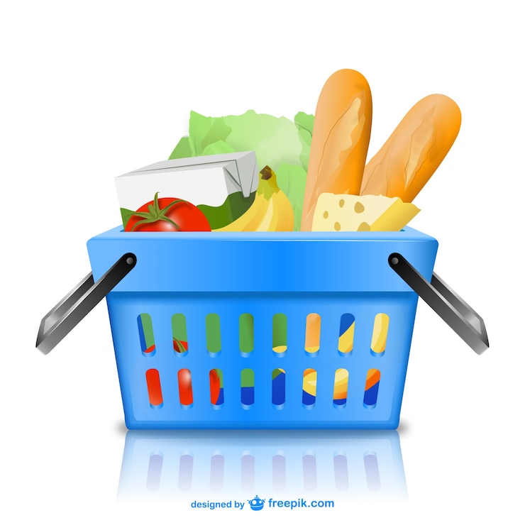 Вектор корзина с продуктами