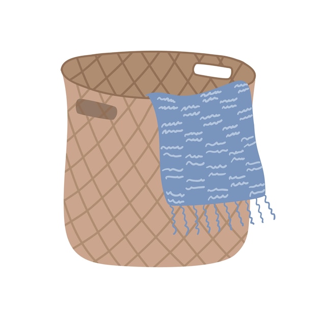 Basket with a knitting Vector illustration in a flat style