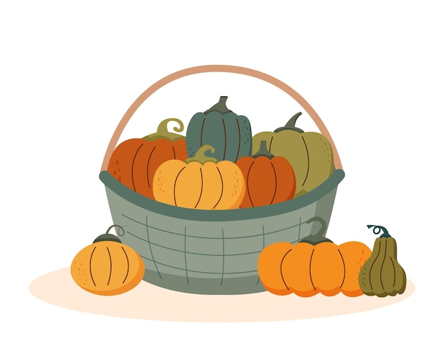 Vector basket with pumpkins