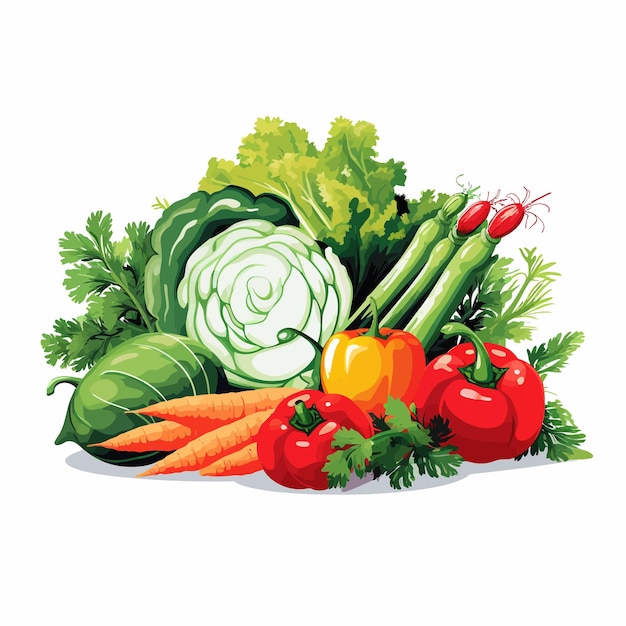 Vector basket with vegetables