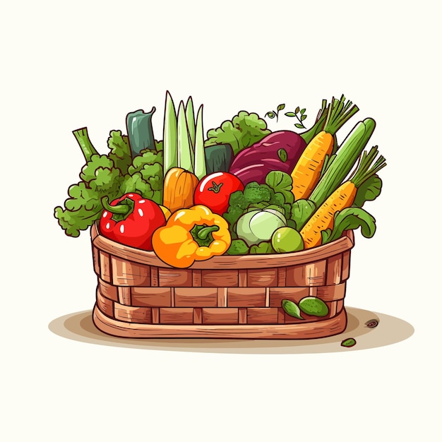 Vector basket with vegetables