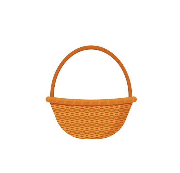 Basket Woven from Bark Strips as Container for Harvesting and Storage Vector Illustration Eps 10