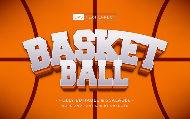 Vector basketbal 3d sport tekst effect bewerkbaar team