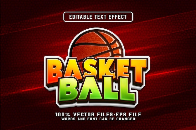 Basketbal 3d teksteffect premium vectoren