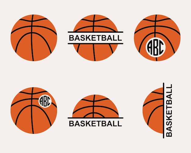 Basketbal bal monogram frame silhouet vectorillustratie