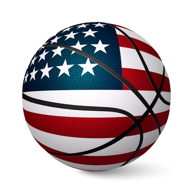 Basketbal bal vlag van de VS geïsoleerd op een witte achtergrond.