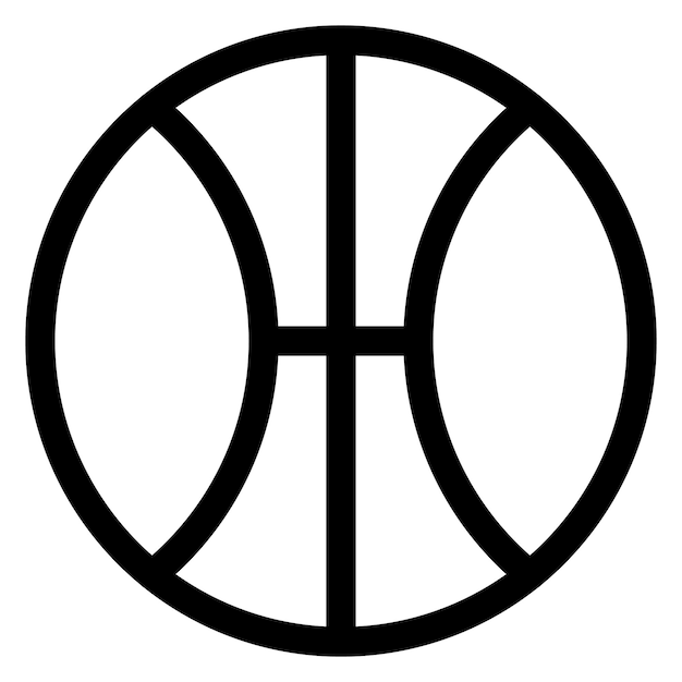Vector basketbal bal zwarte lijn logo sport icoon geïsoleerd op witte achtergrond