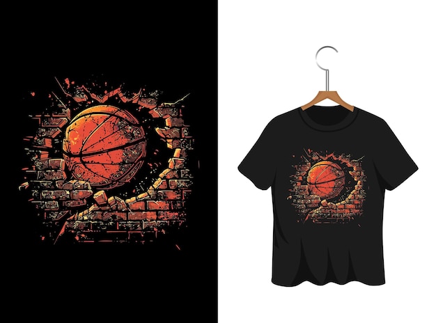 Vector basketbal breaking illustratie t shirt ontwerp kunstwerk