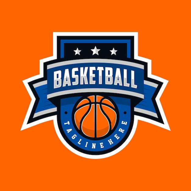 Basketbal club logo embleem ontwerpen met bal Sport badge vectorillustratie