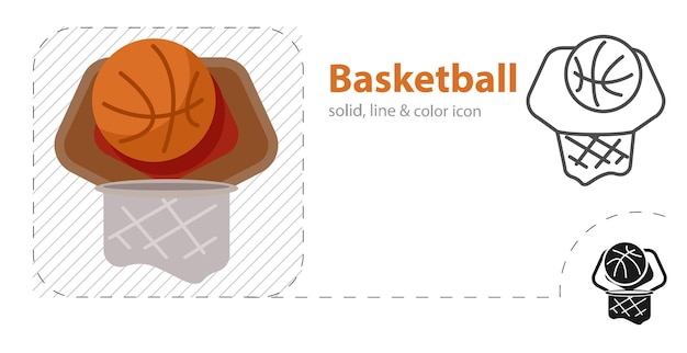 Basketbal geïsoleerd flat illustratie basketbal lijn icon