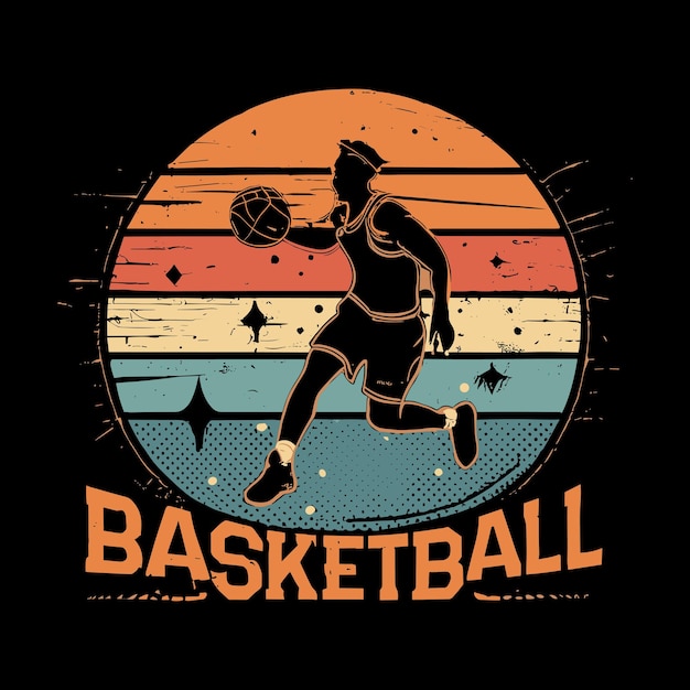 Basketbal grappige kinderen basketbalspeler Retro Vintage basketbal Tshirt Design