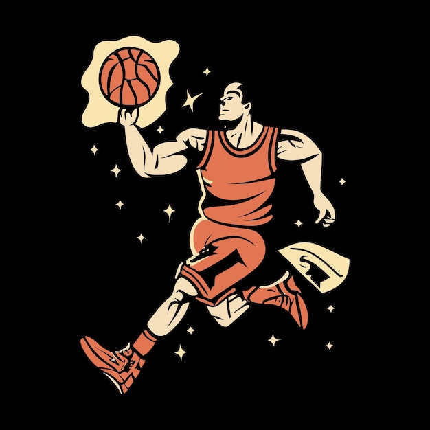 Basketbal grappige kinderen basketbalspeler Retro Vintage basketbal Tshirt Design