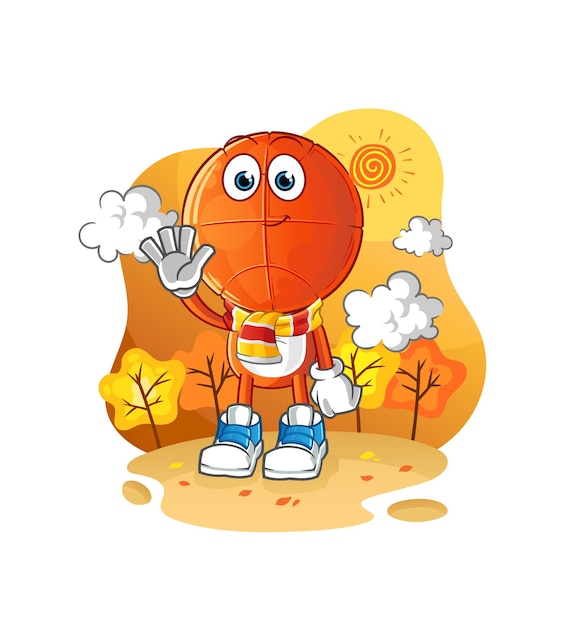 basketbal hoofd cartoon in de herfst. cartoon mascotte vector