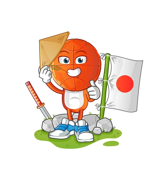 basketbal hoofd cartoon Japanse vector. stripfiguur