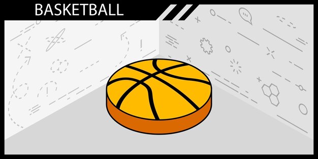 Basketbal isometrisch ontwerp pictogram vector web illustratie 3d kleurrijke concept