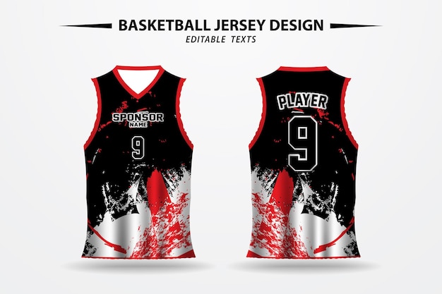 basketbal jersey patroonontwerp en sjabloon voor het bedrukken van de voor- en achterkant