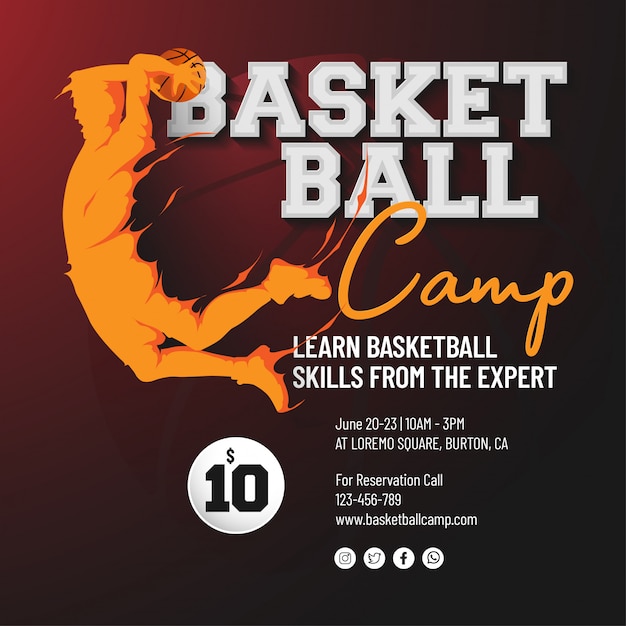 Basketbal kamp flyer sjabloon